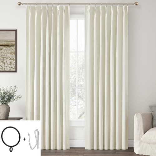 Ivory pinch pleated linen curtains 84 inches