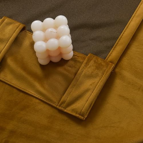 Mustard velvet thermal insulated back tab drapes 108 — photo 4