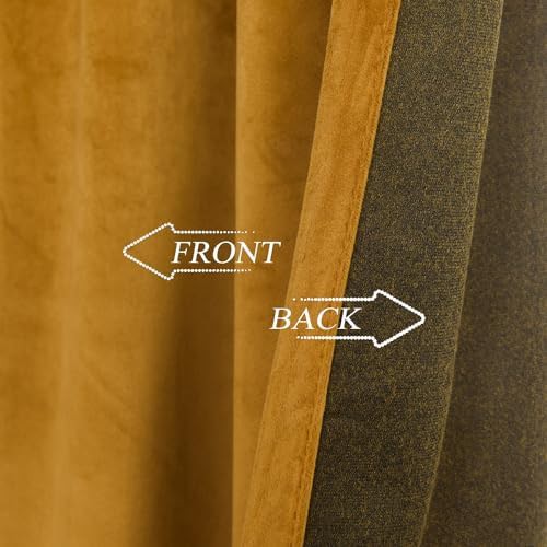 Mustard velvet thermal insulated back tab drapes 108 — photo 5