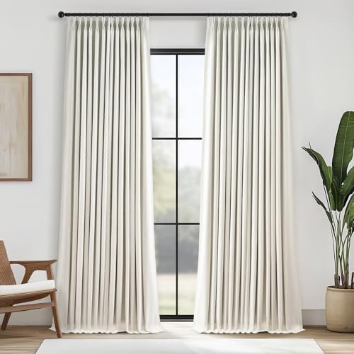 Beige Linen Pinch Pleated Blackout Drapes
