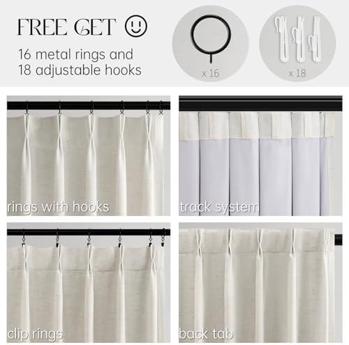 Beige Linen Pinch Pleated Blackout Drapes — photo 3