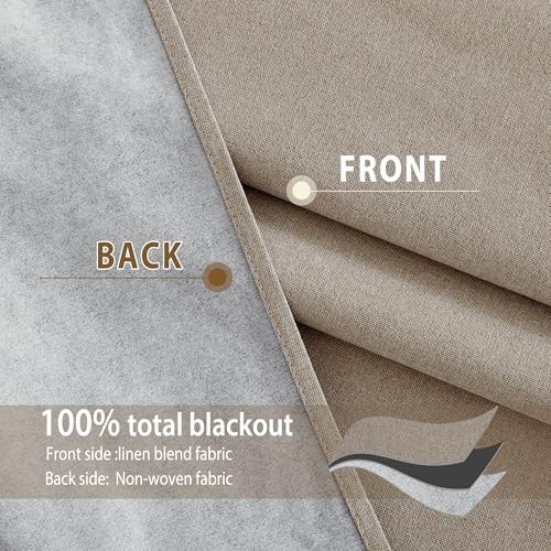 White linen thermal insulated blackout curtains 90 in — photo 5