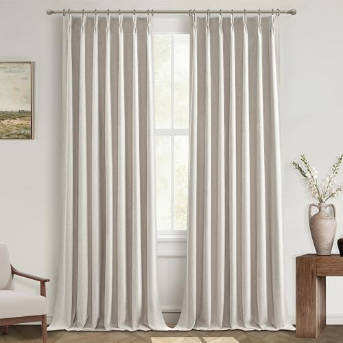 Double Pinch Pleated Natural Birch Patio Drapes