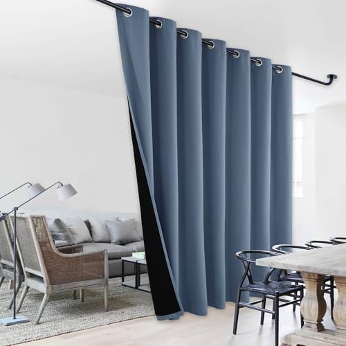 Stone blue wide grommet thermal blackout curtains