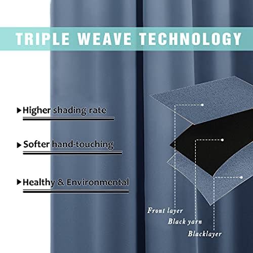 Stone blue wide grommet thermal blackout curtains — photo 4