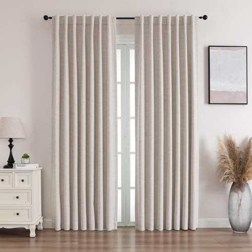 Flyfun natural linen thermal curtains 84 in