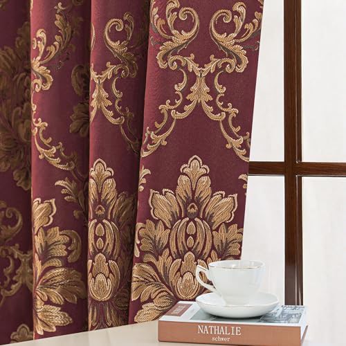 Wine red luxury bedroom curtains 84 in