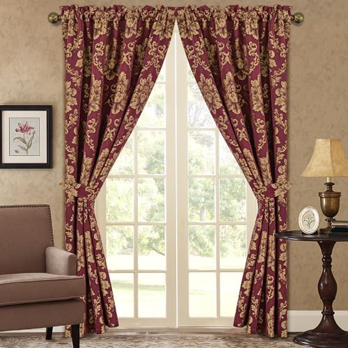 Wine red luxury bedroom curtains 84 in — photo 3