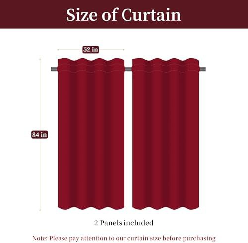 Wine red luxury bedroom curtains 84 in — photo 4