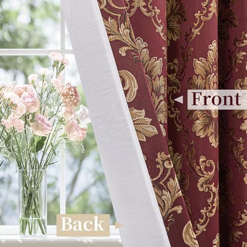 Wine red luxury bedroom curtains 84 in — photo 5