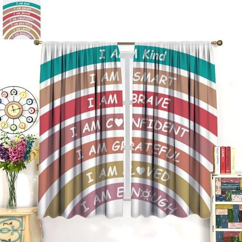 Boho rainbow classroom reading corner curtains 45 in — photo 3