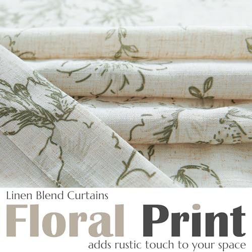 Green linen floral window valance 36 inch — photo 3