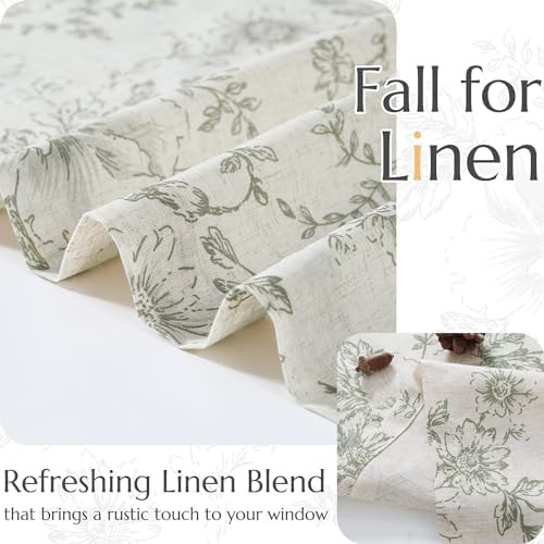 Green linen floral window valance 36 inch — photo 5