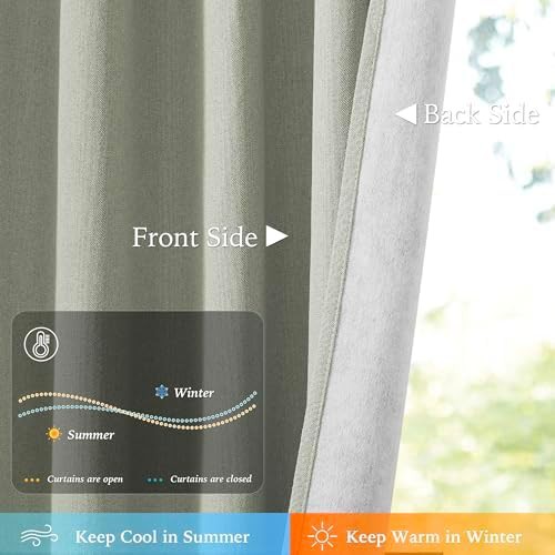 Sage green flax linen blackout curtains 108 in — photo 4