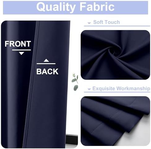 Navy blue solid bedroom window blackout curtains — photo 3