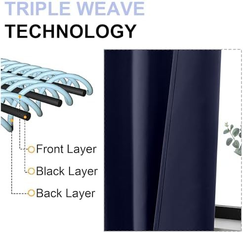 Navy blue solid bedroom window blackout curtains — photo 5