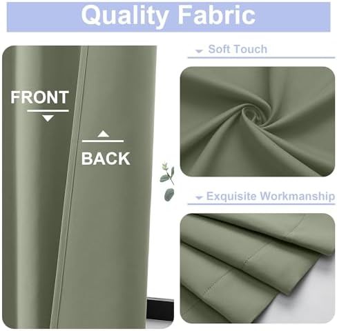 Sage green long rod pocket window drapes — photo 3