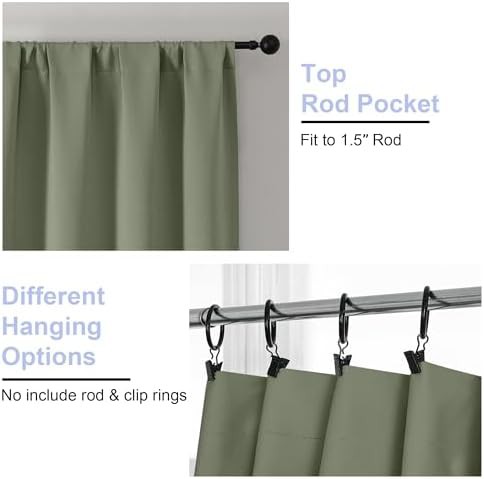 Sage green solid rod pocket window curtains — photo 4
