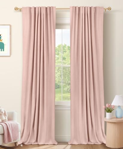 Blush pink total blackout curtains 84 inch
