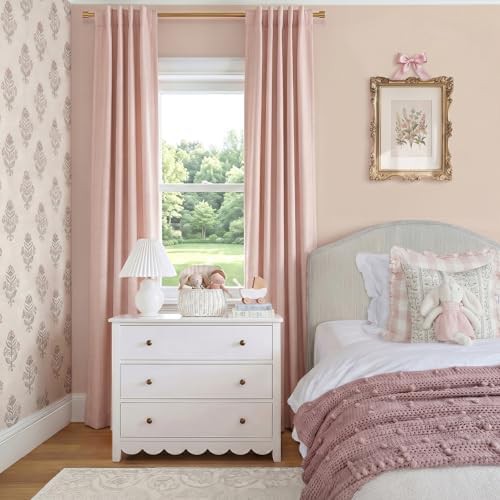 Pink linen blackout curtains 84 inch long — photo 3