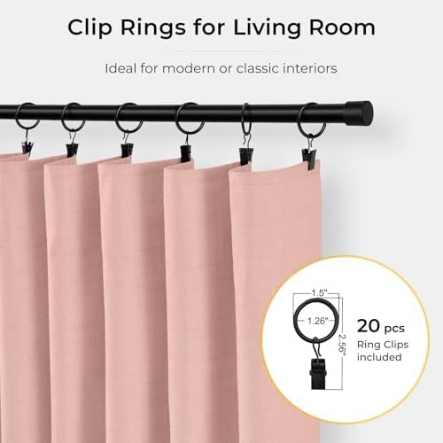 Pink linen blackout curtains 84 inch long — photo 5