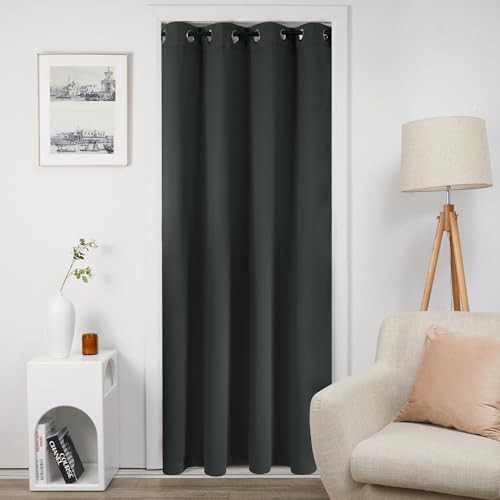 Deconovo dark grey geometric door curtain