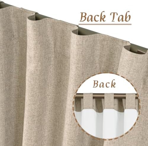Taupe linen living room blackout curtains — photo 3