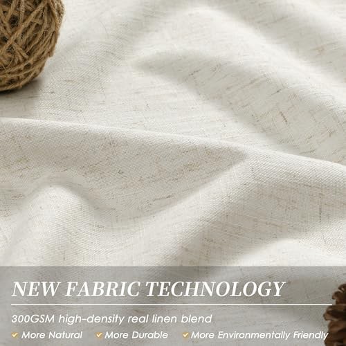 Cream Thermal Insulated Blackout Linen Drapes — photo 4