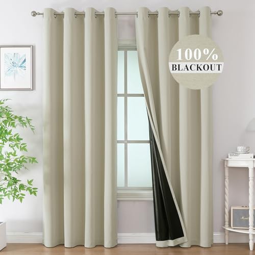 Cream Thermal Insulated Total Blackout Curtains