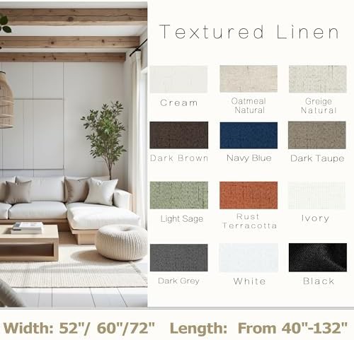 Cream beige linen blackout curtains 96 in — photo 3