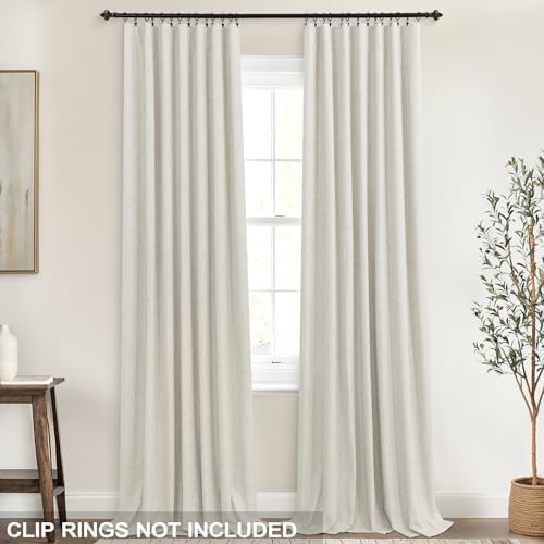 Cream beige linen blackout curtains 96 in — photo 4