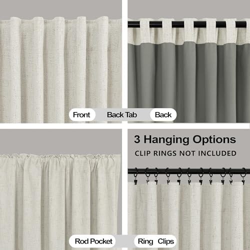 Cream beige linen blackout curtains 96 in — photo 5