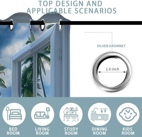 Tropical beach scene blackout curtains 45 inch — photo 4