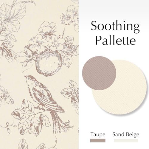Taupe floral vintage back tab 63 inch drapes — photo 3