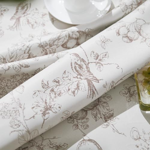 Taupe floral vintage back tab 63 inch drapes — photo 4
