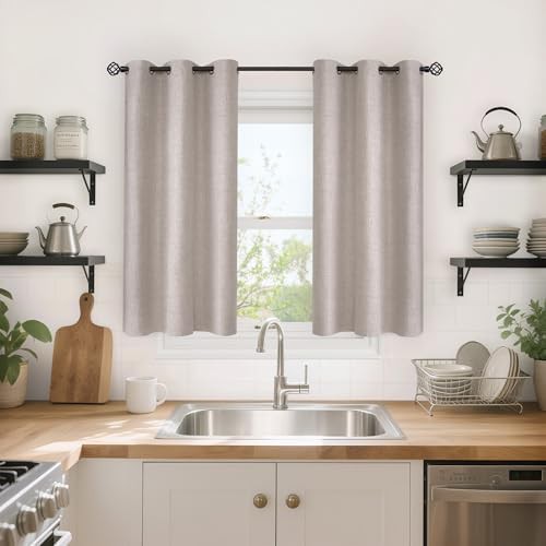 YoungsTex linen short blackout curtains beige window — photo 3