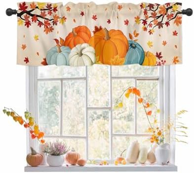 Harvest pumpkin autumn kitchen window valance