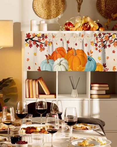 Harvest pumpkin autumn kitchen window valance — photo 3