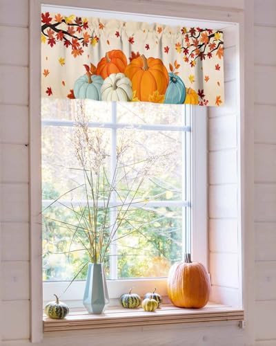 Harvest pumpkin autumn kitchen window valance — photo 4