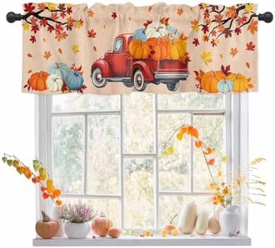 Pumpkin truck farmhouse fall kitchen valance