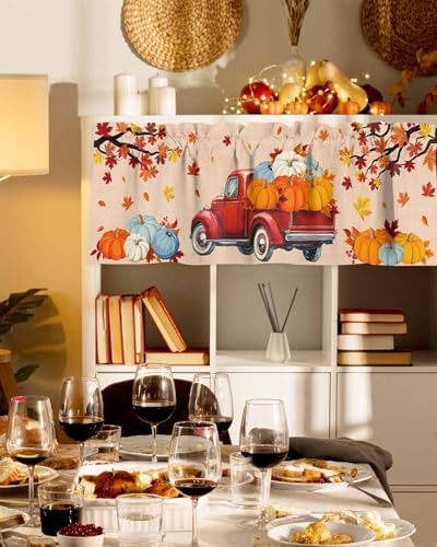 Pumpkin truck farmhouse fall kitchen valance — photo 3