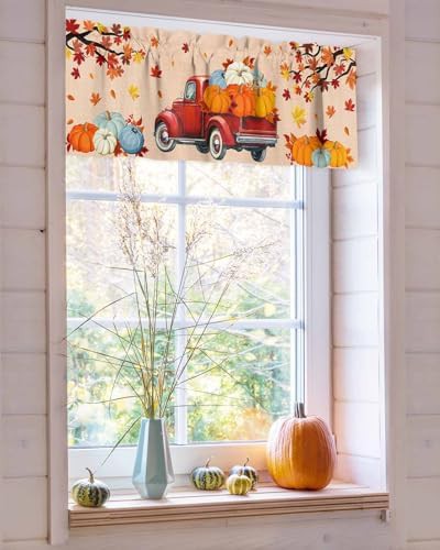 Pumpkin truck farmhouse fall kitchen valance — photo 4