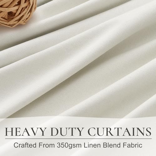 BeigeWhite Linen Short Kitchen Blackout Curtains — photo 5