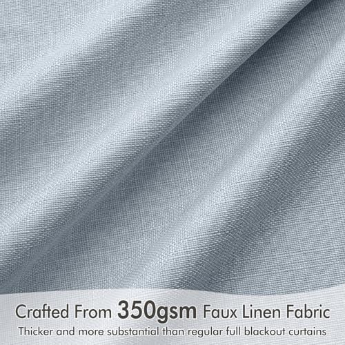 Chambray blue linen back tab curtains 84 in — photo 4