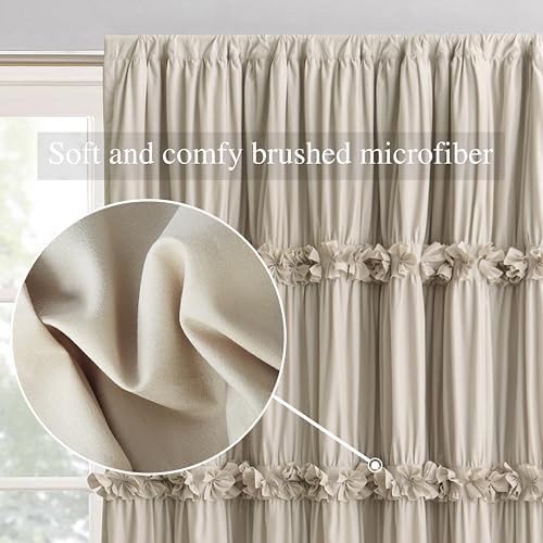 White boho thermal insulated window curtains — photo 3