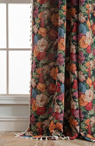 Black jacquard curtains with tassels 59x94 in — photo 4