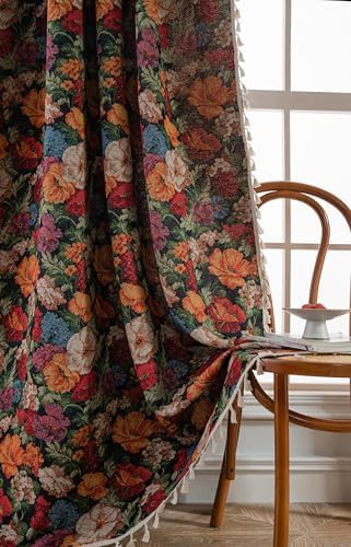 Black jacquard curtains with tassels 59x94 in — photo 5