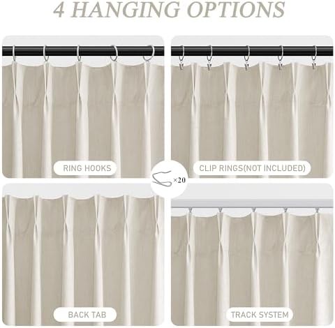 Beige linen 102 inch pinch pleated drapes — photo 5