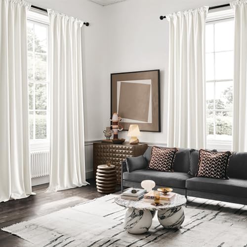 Ivory pinch pleated velvet curtains 96 in — photo 5