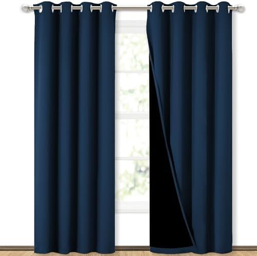 Moroccan blue lined full shade drapes